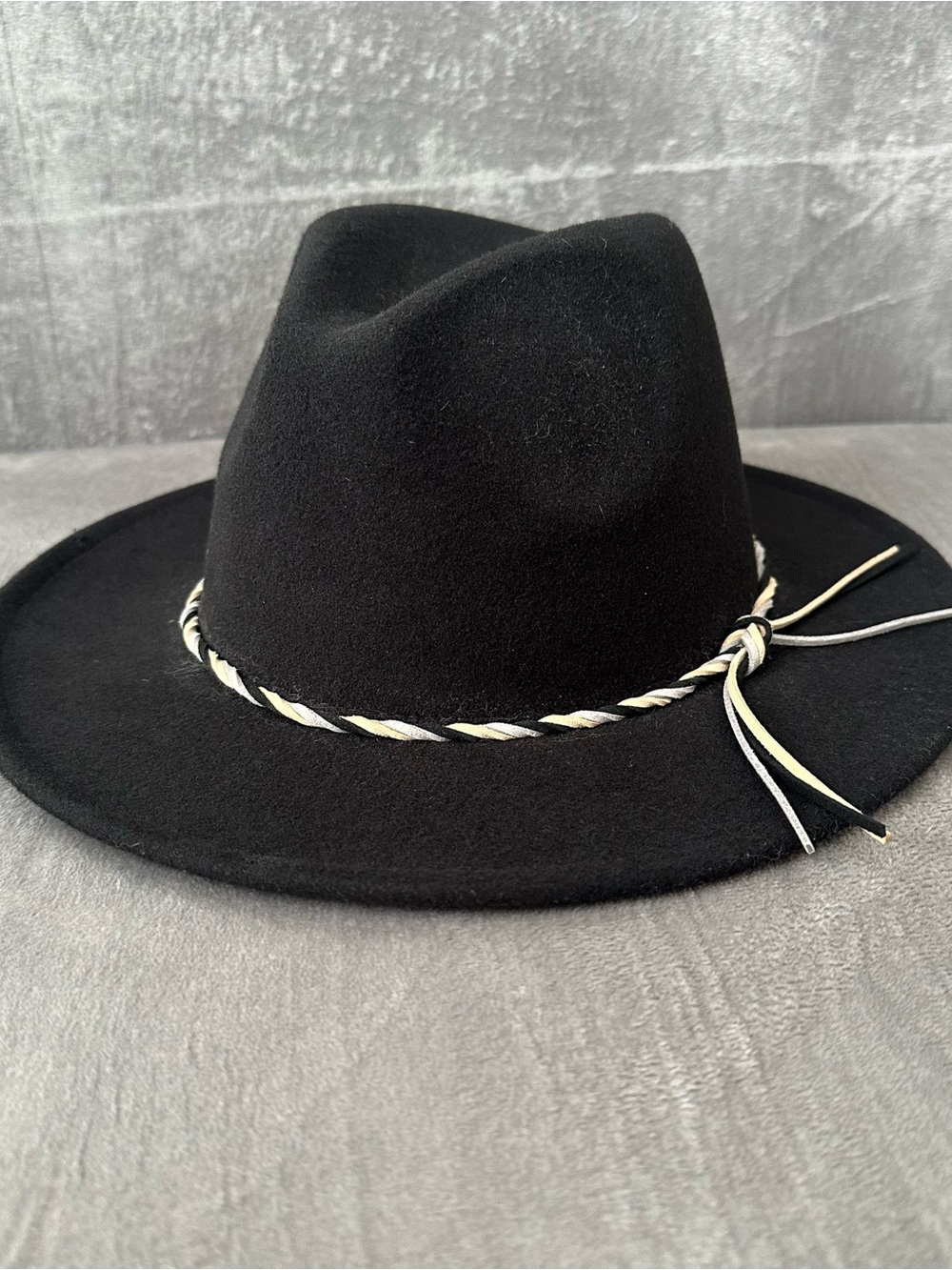 Peter Grimm Women’s Classic Black Wide Brim Fedora Hat with Braided Trim One Siz